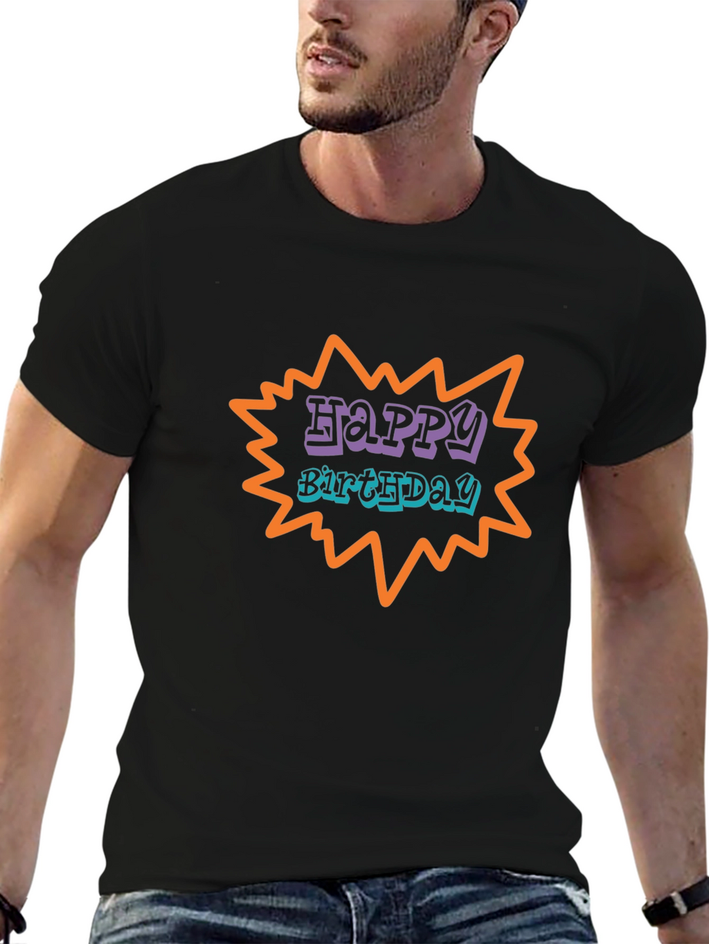 Happy Birthday Graphic Tee - Black Unisex