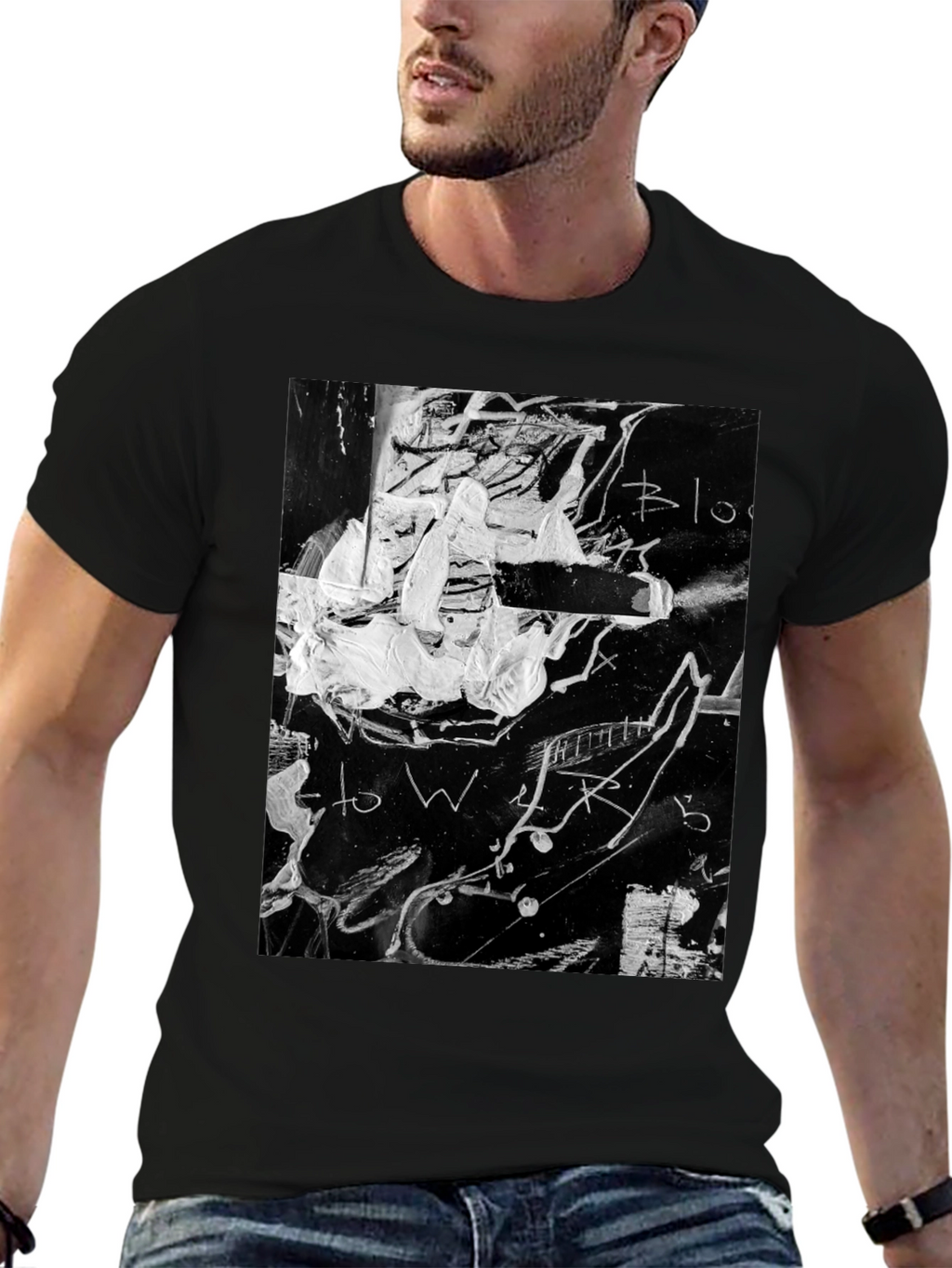 Abstract Graphic Print Black T-Shirt