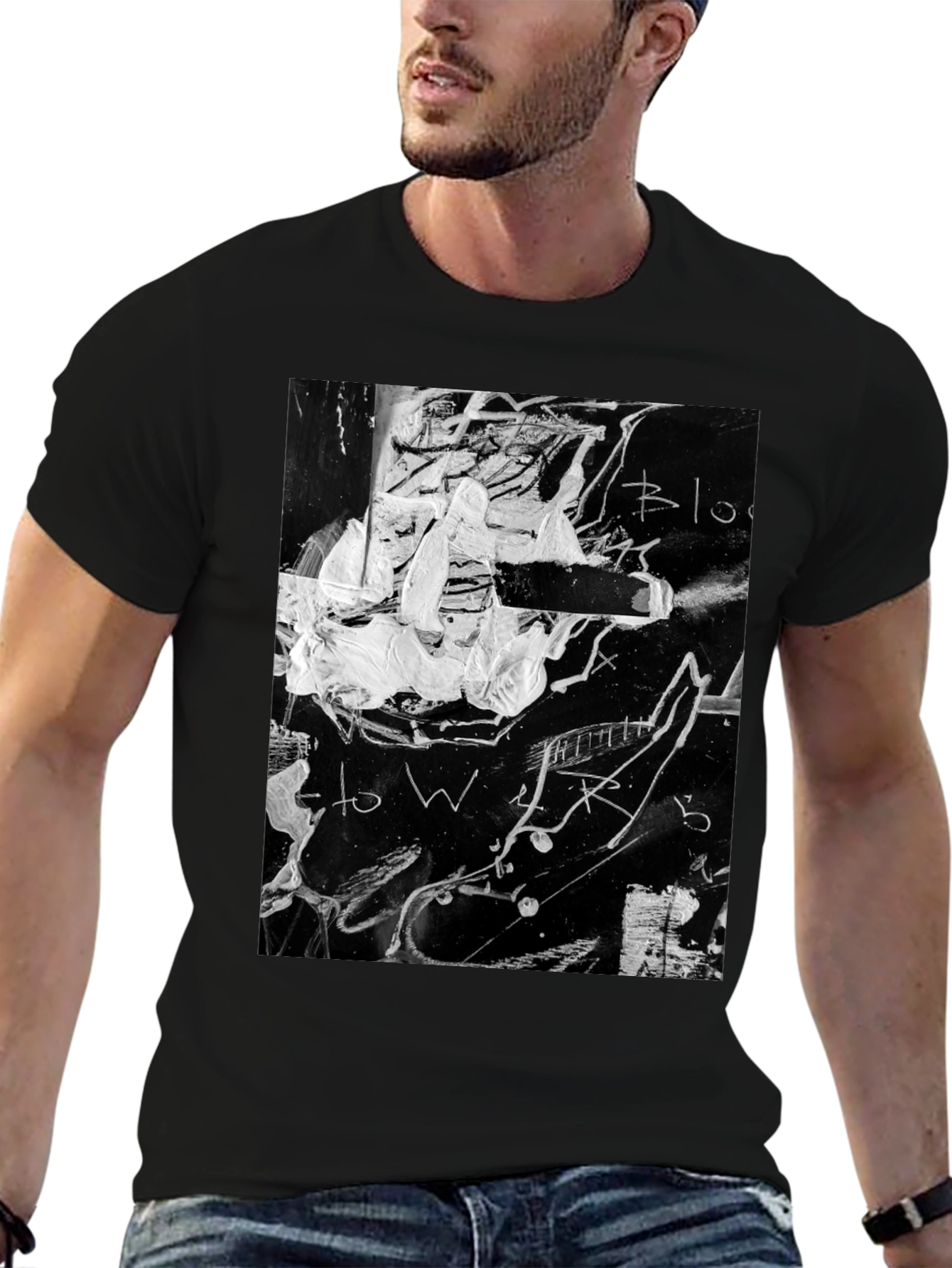 Abstract Graphic Print Black T-Shirt