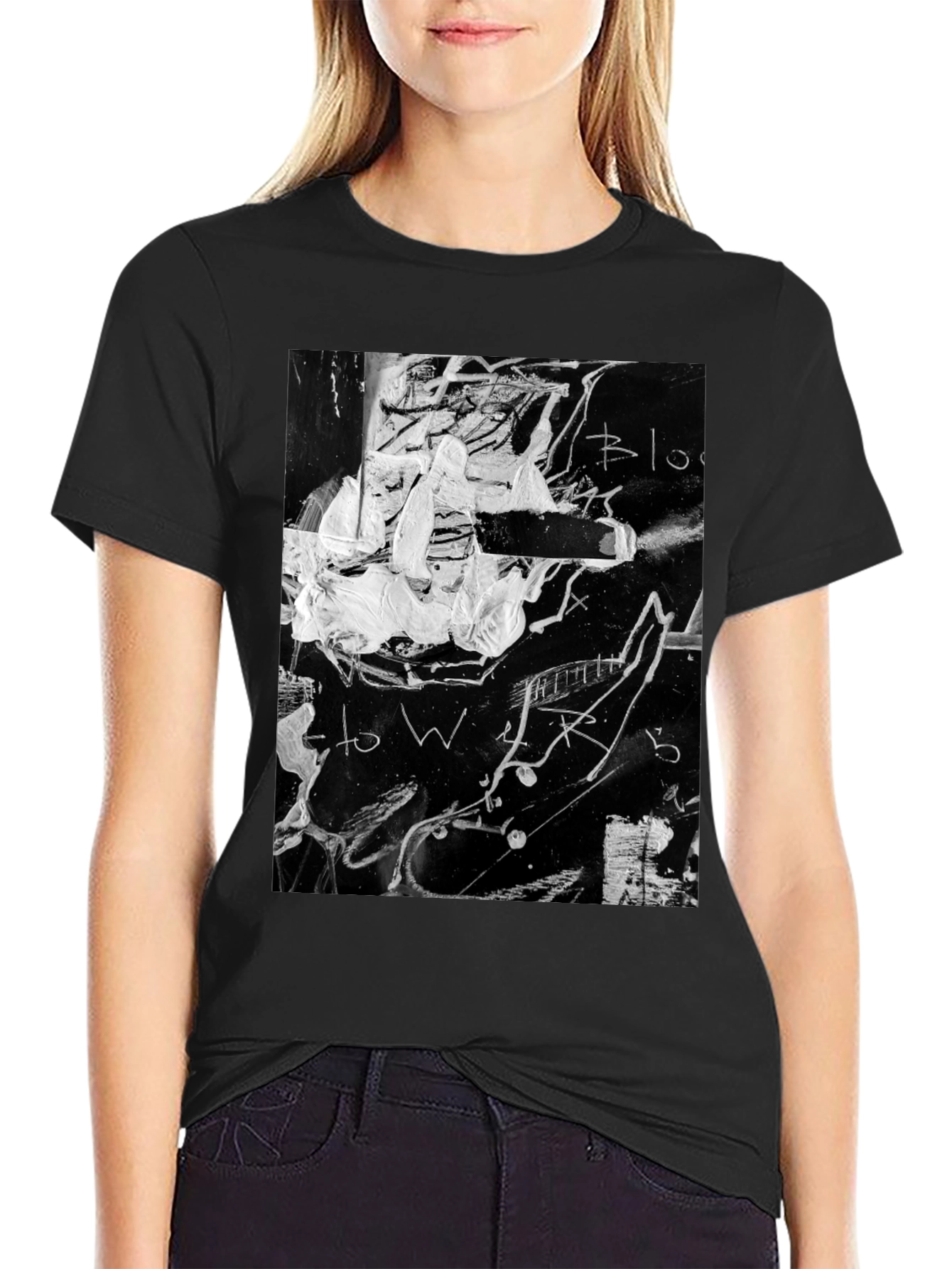 Abstract Graphic Print Black T-Shirt