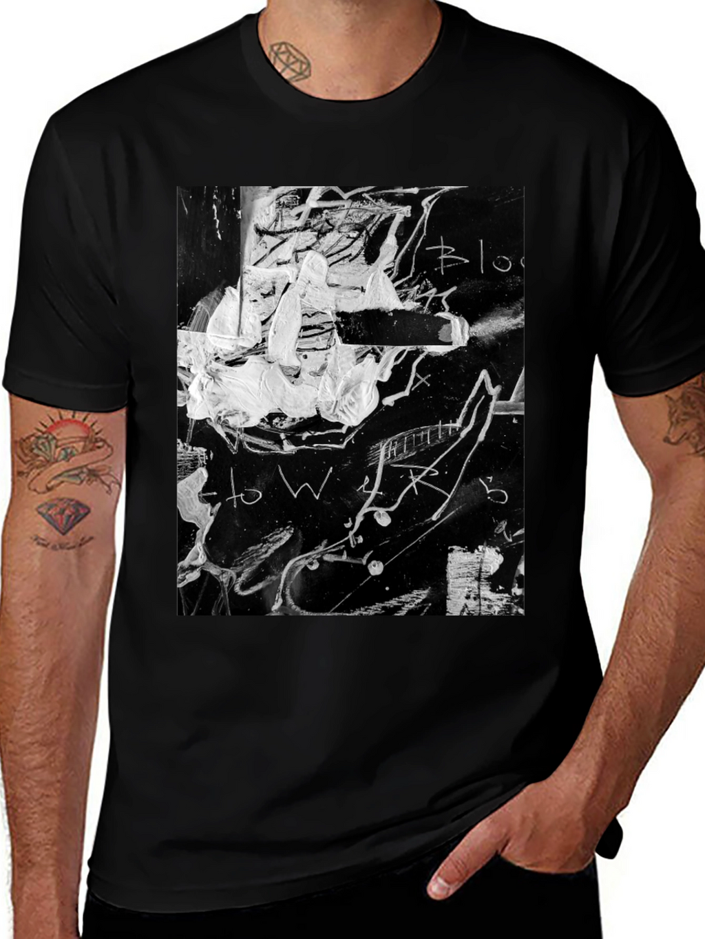 Abstract Graphic Print Black T-Shirt