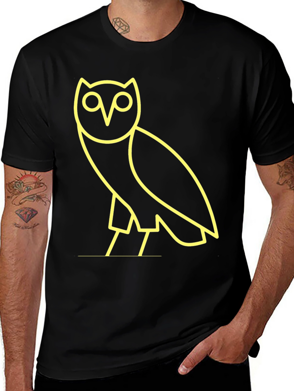 Modern Owl Graphic Tee - Black