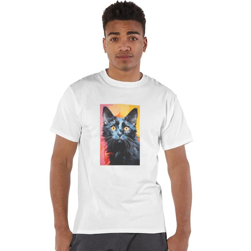 Flat Brushwork Cat On A Color Background