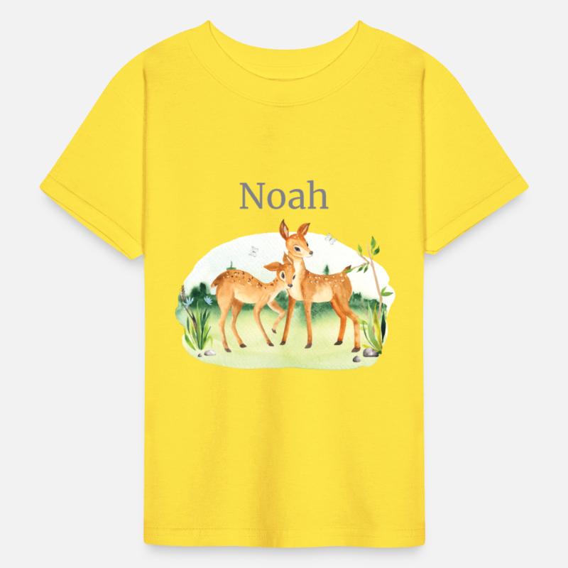 Forest Animal Deer Flowers Name Noah