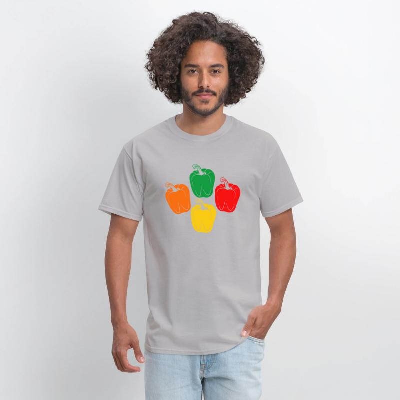 Four colors of peppers