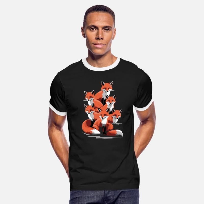 Fox Artistic Design Seven Foxes Together in