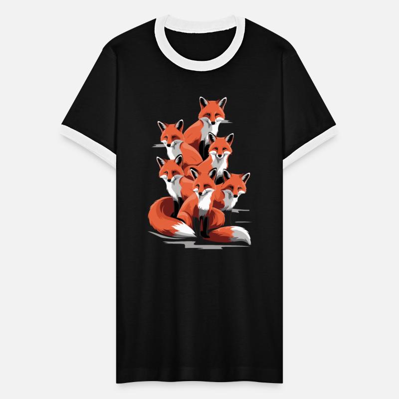 Fox Artistic Design Seven Foxes Together in