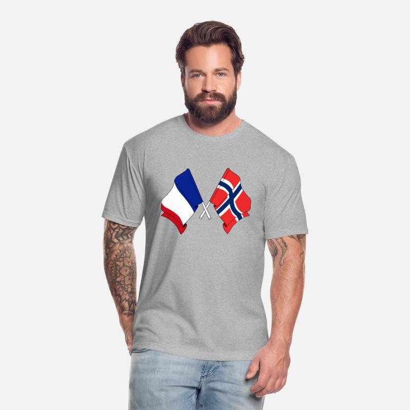 France flag and Norway flag crossed