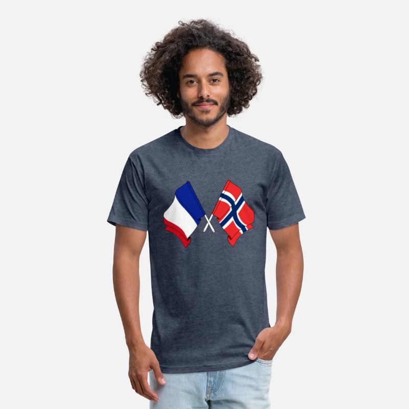 France flag and Norway flag crossed