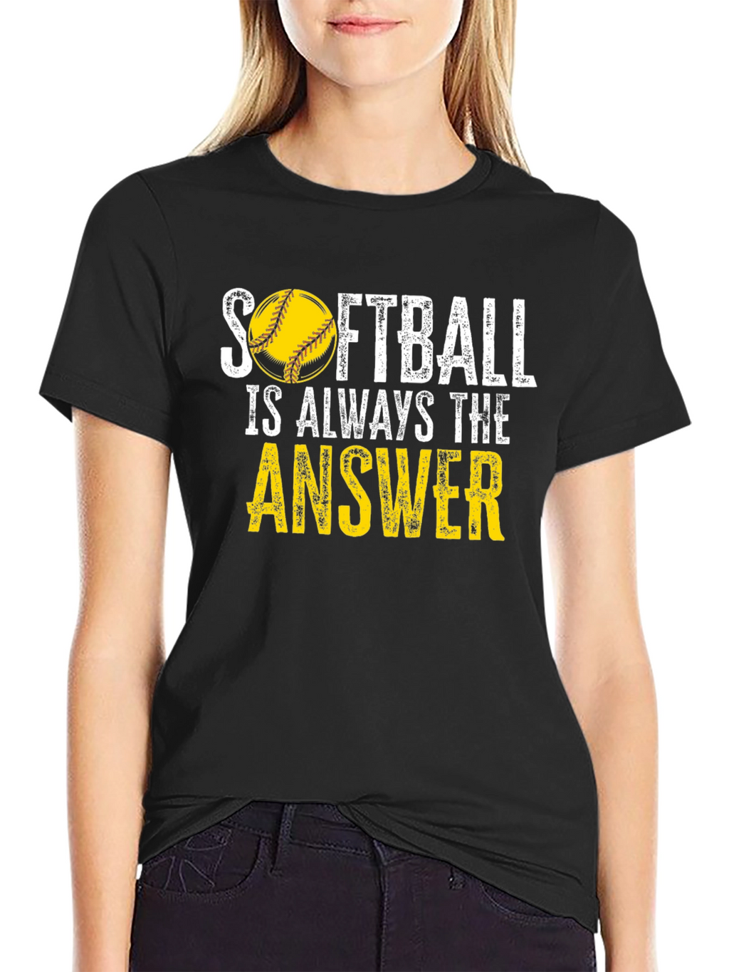 Softball Answer Black T-Shirt