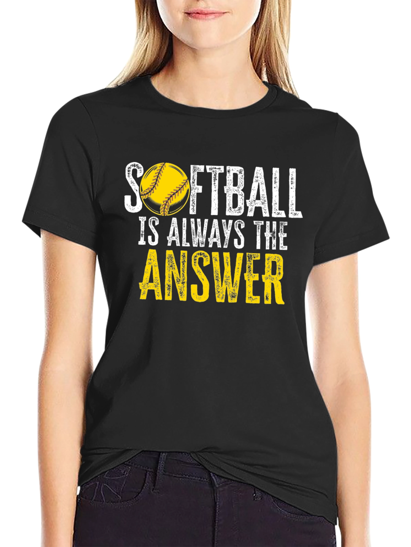 Softball Answer Black T-Shirt