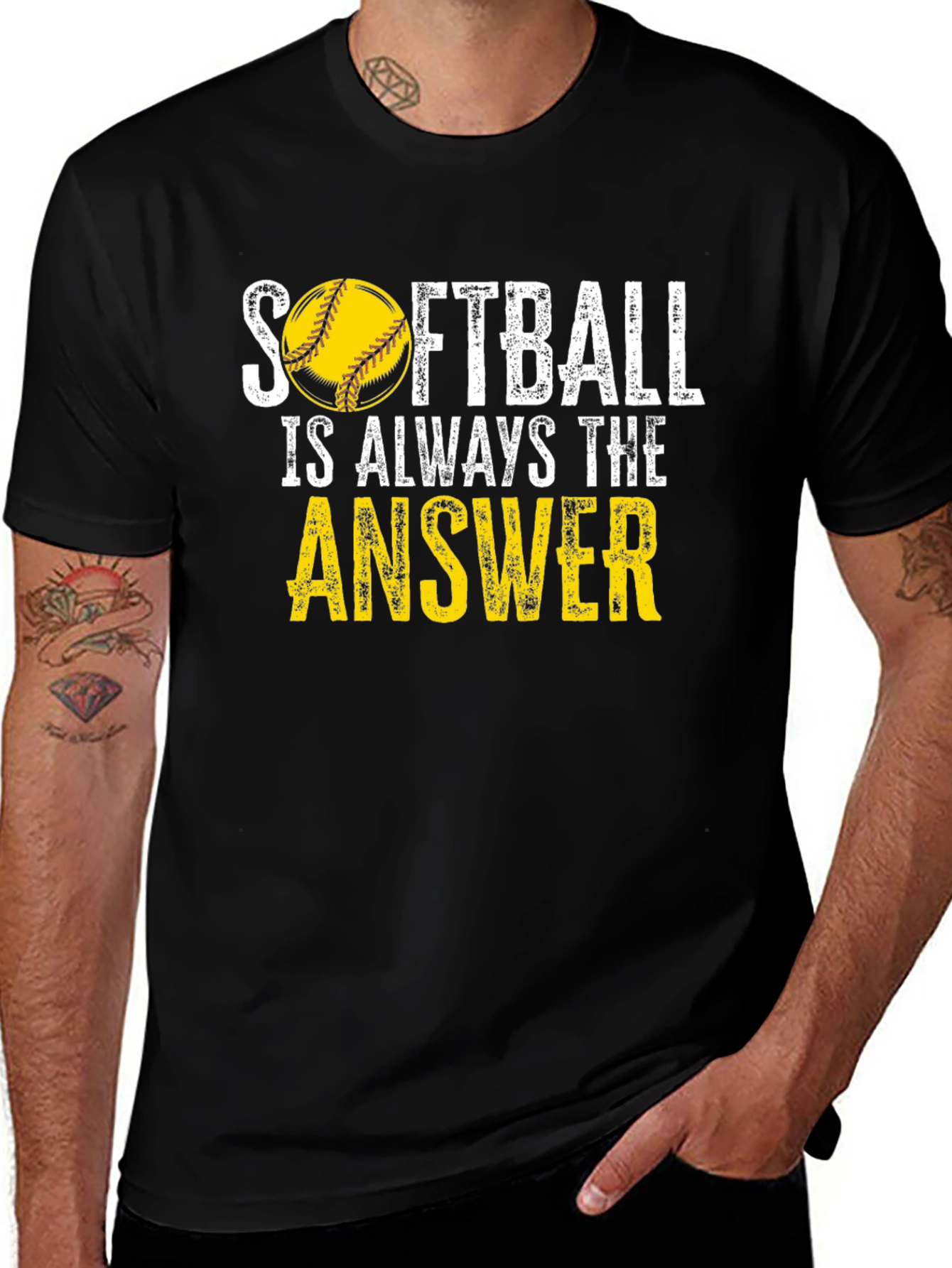 Softball Answer Black T-Shirt