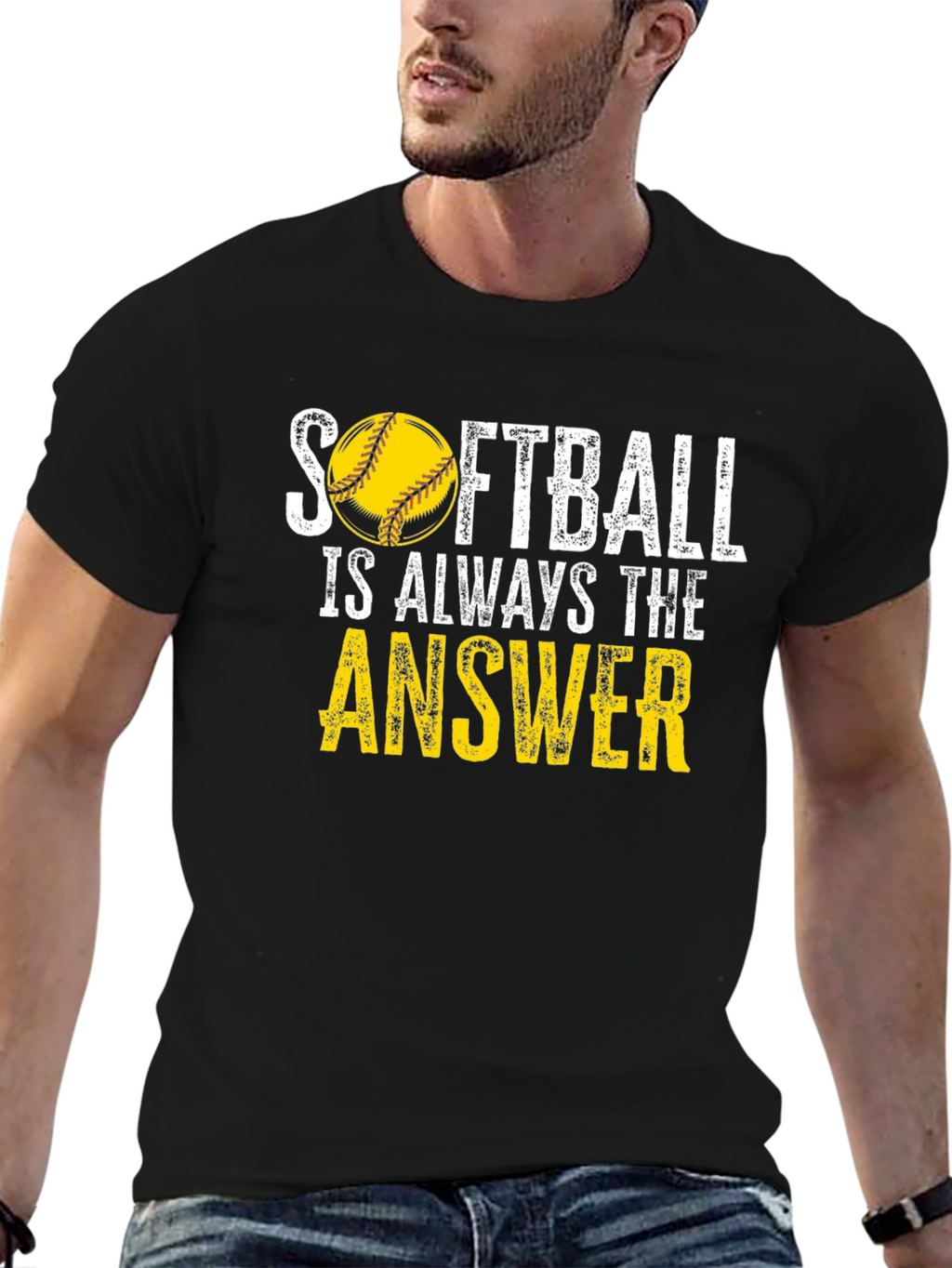 Softball Answer Black T-Shirt