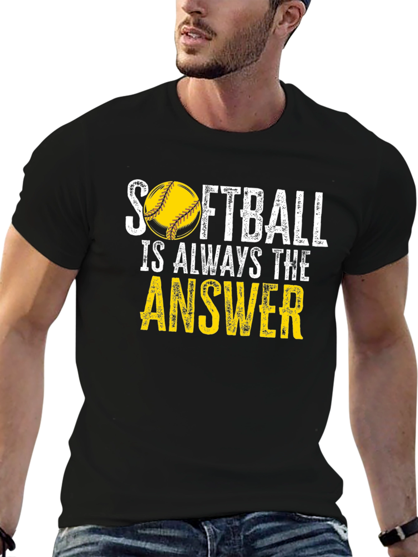 Softball Answer Black T-Shirt