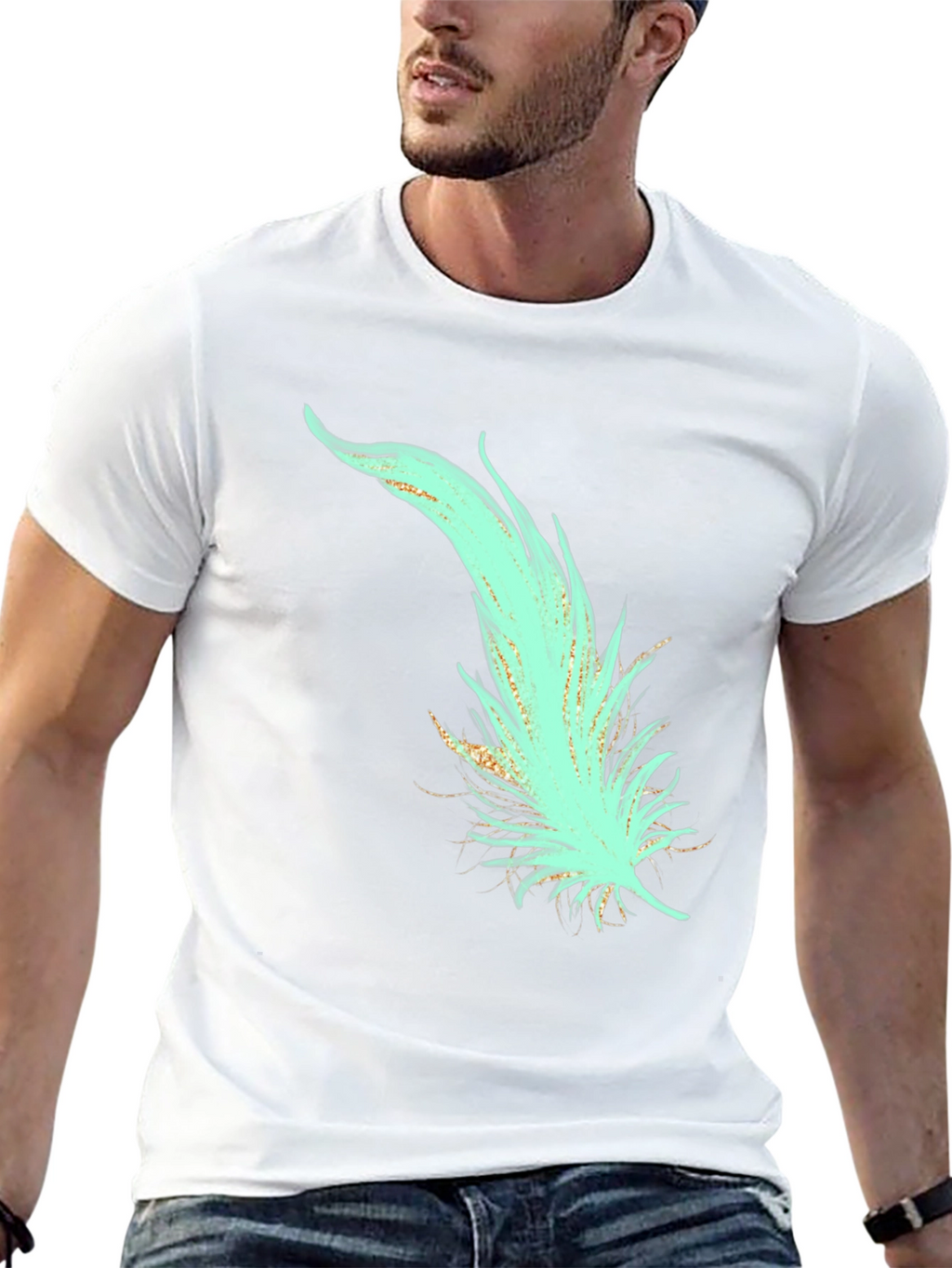 Feather Graphic T-Shirt - Stylish Black Tee