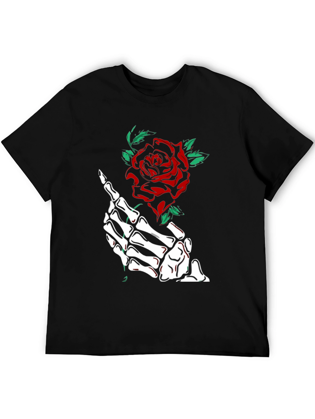 Skeleton Hand Rose Graphic Tee - Black