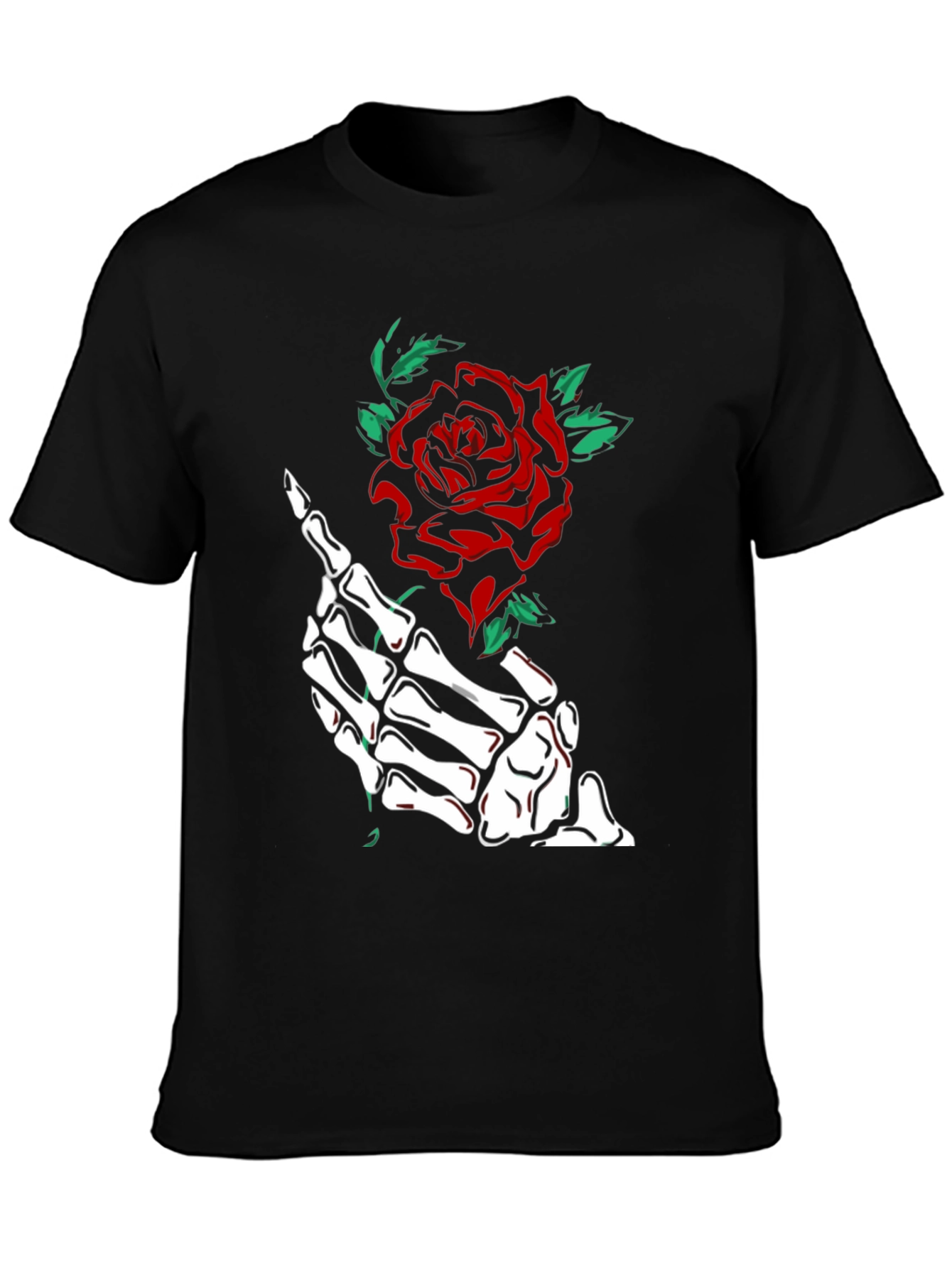 Skeleton Hand Rose Graphic Tee - Black