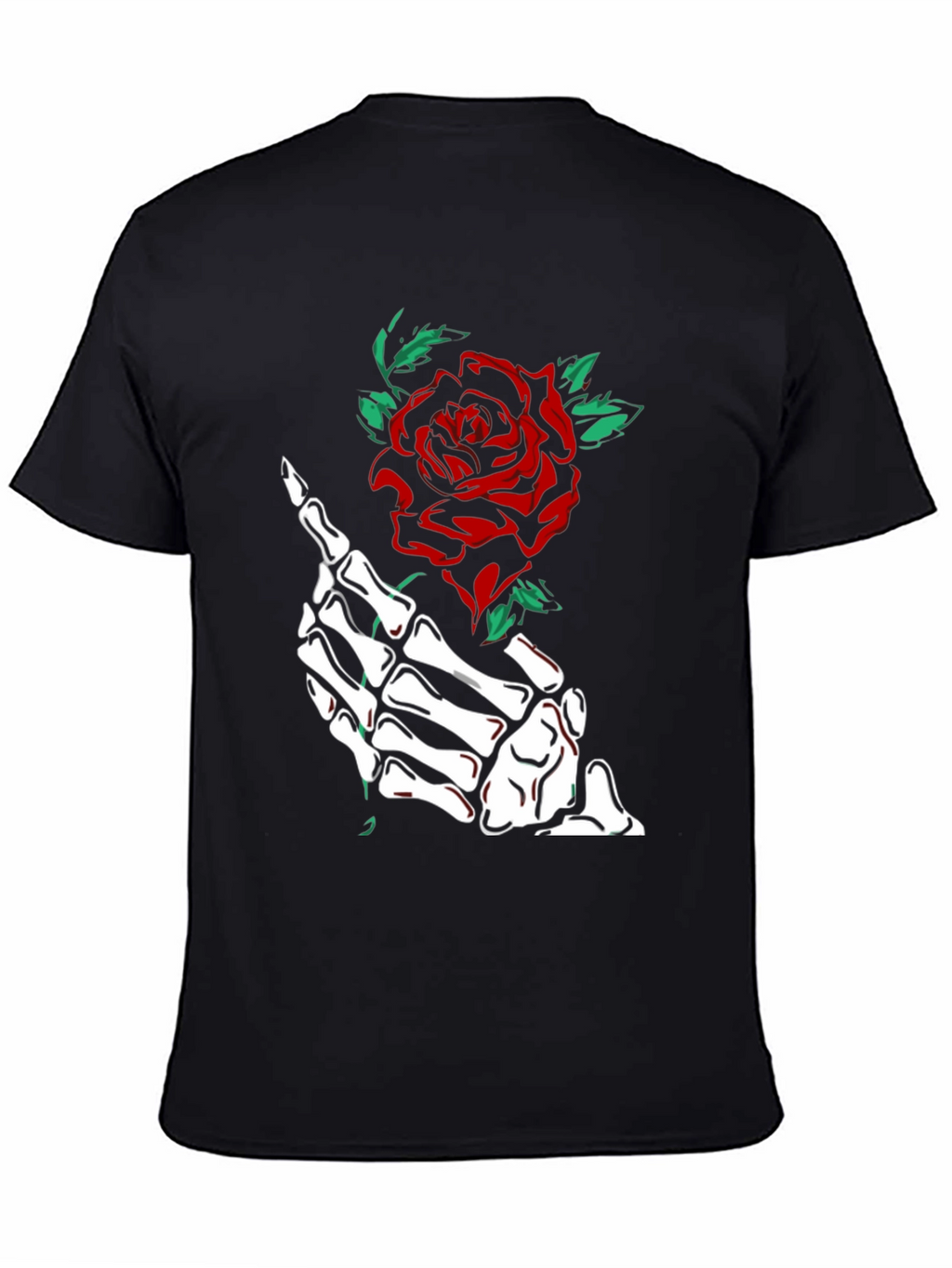 Skeleton Hand Rose Graphic Tee - Black