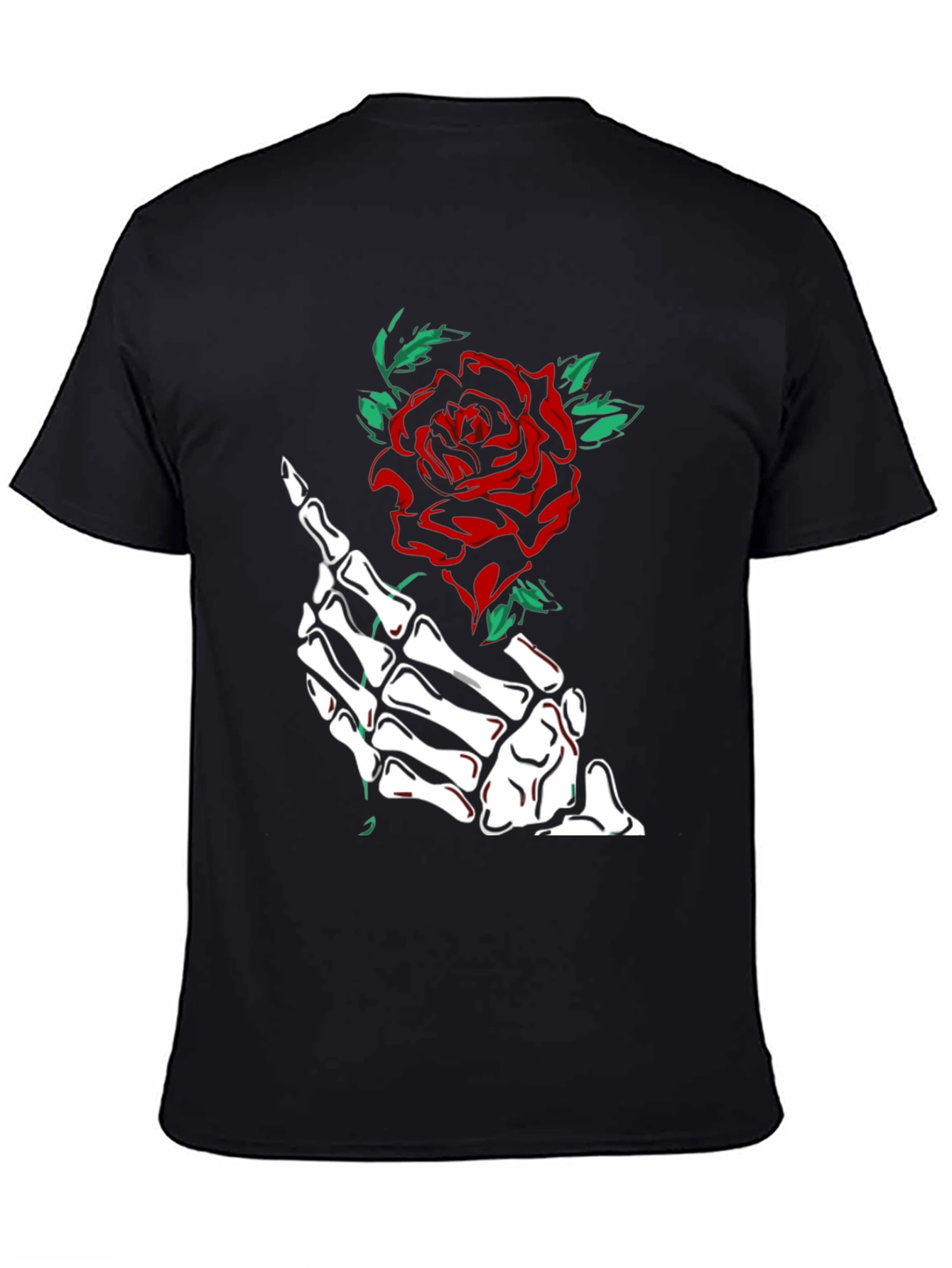 Skeleton Hand Rose Graphic Tee - Black