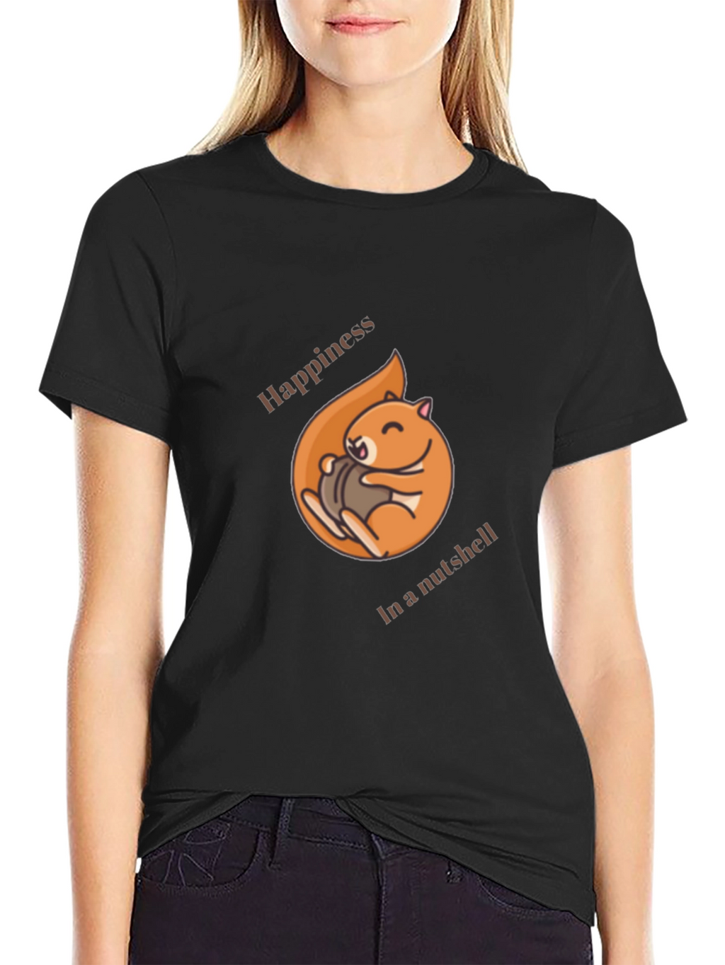 Happiness in a Nutshell T-Shirt - Cute Squirrel Design