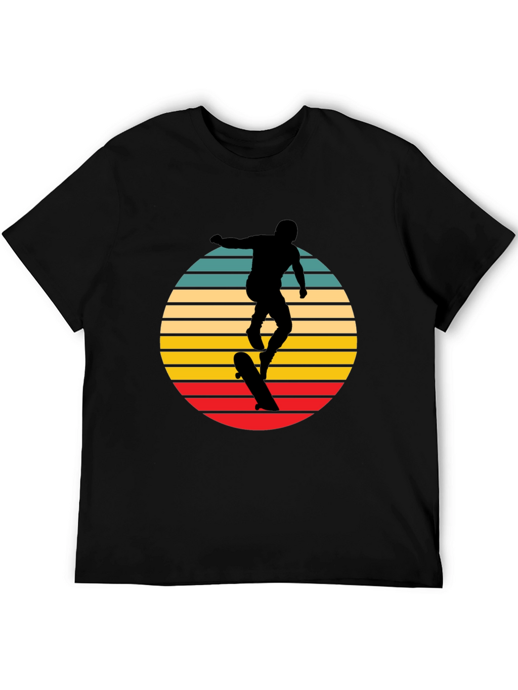 Retro Skateboarder Graphic Tee - Black