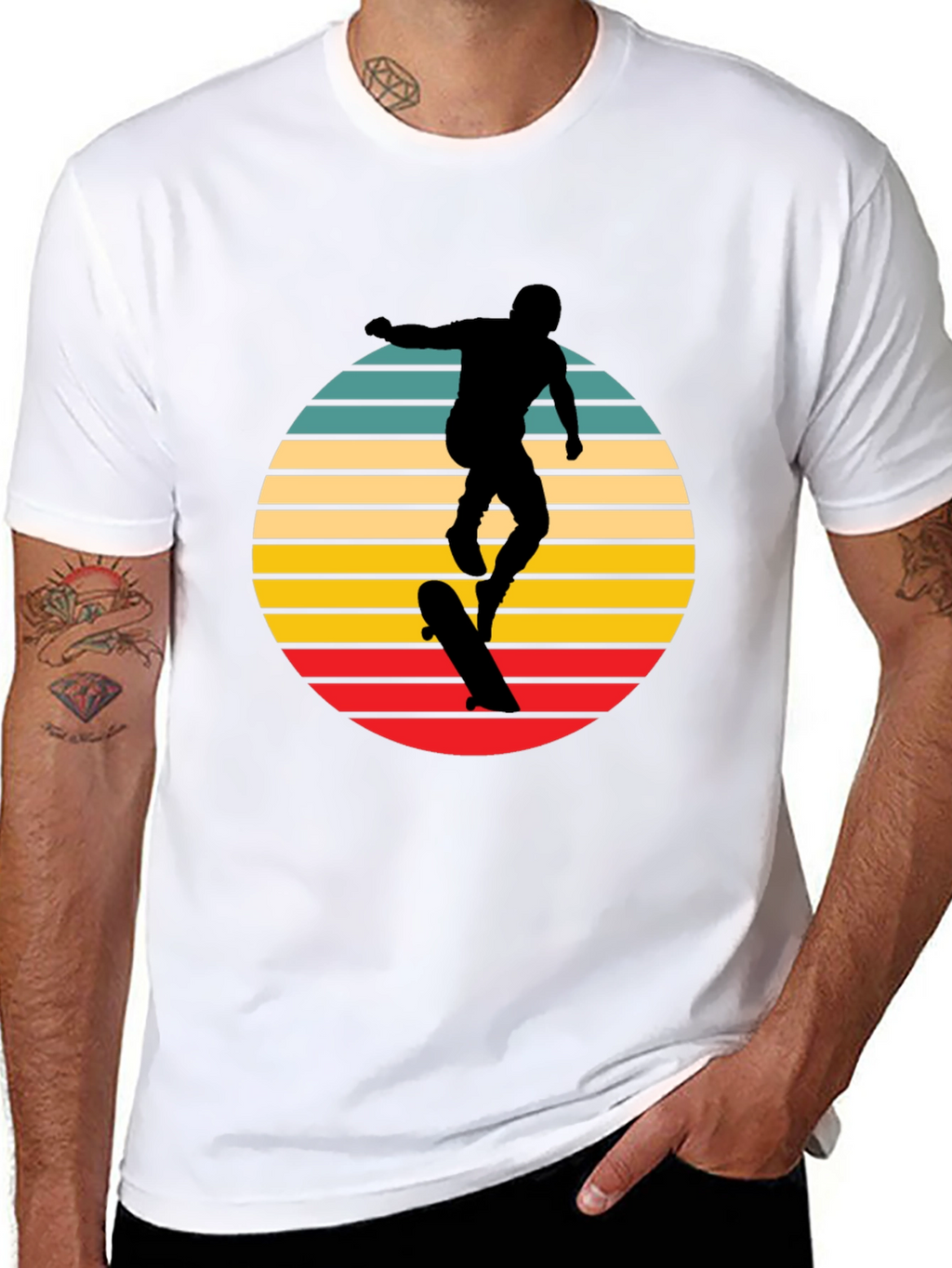 Retro Skateboarder Graphic Tee - Black