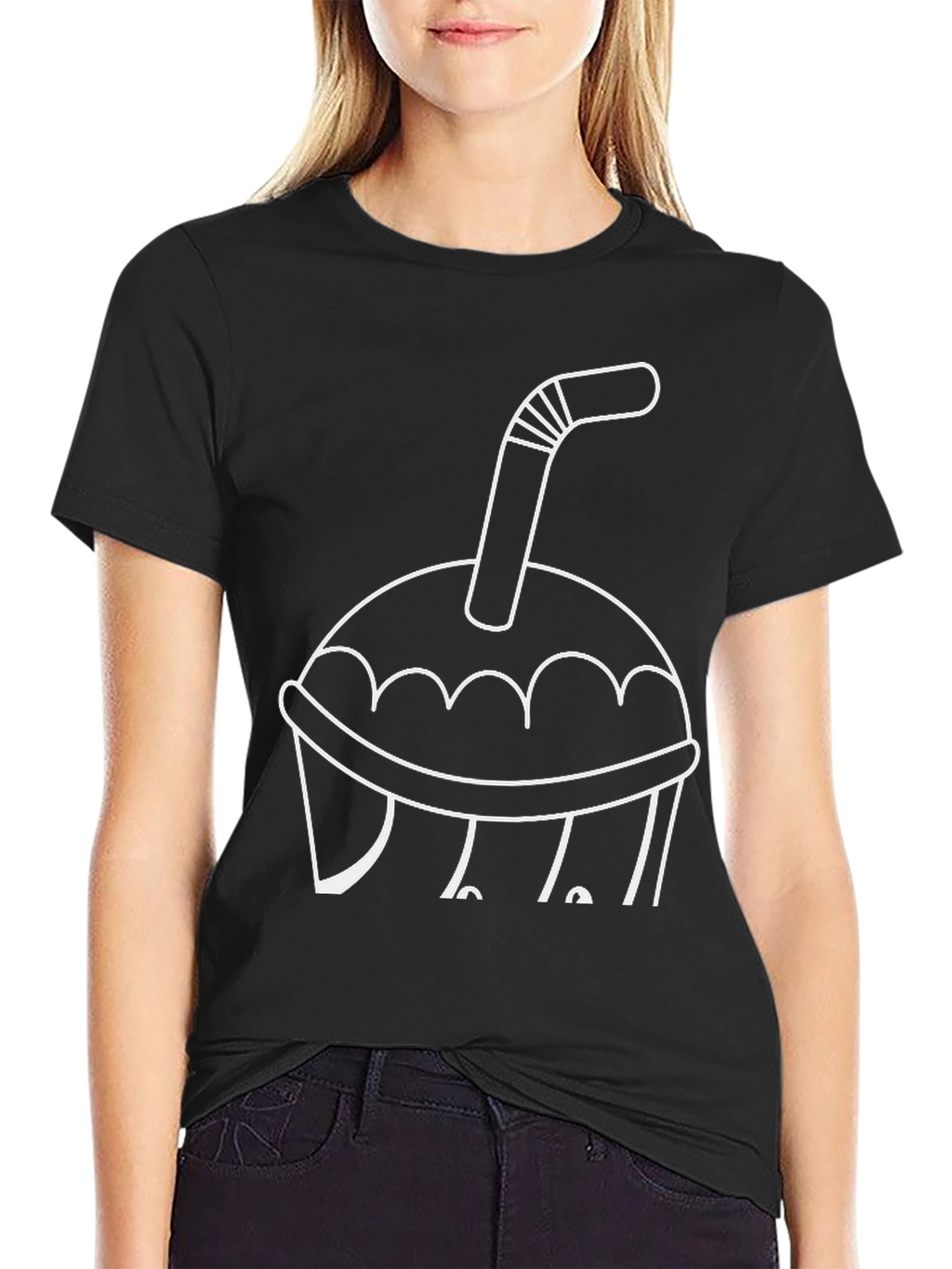 Drink Cup T-Shirt - Black Casual Tee