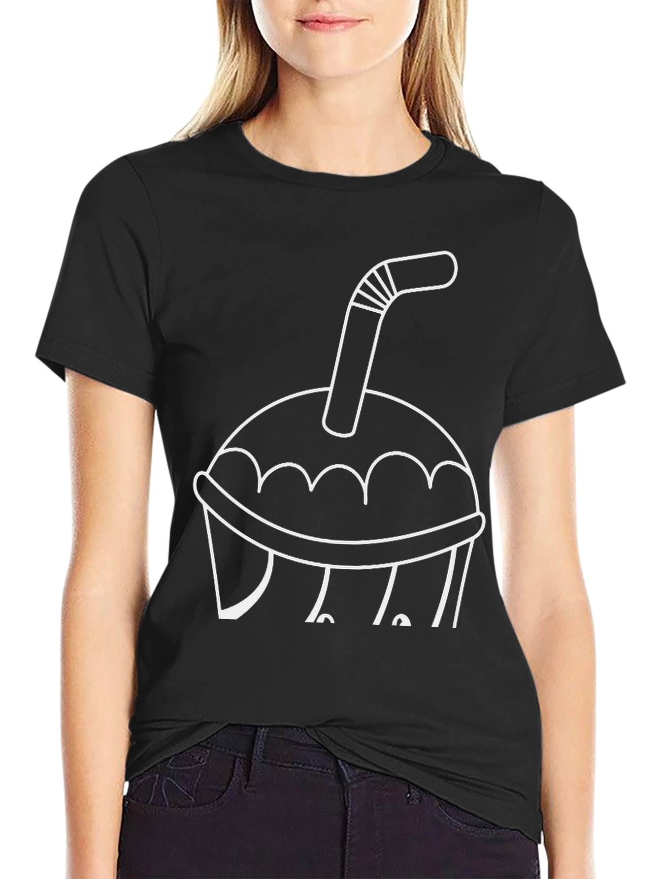 Drink Cup T-Shirt - Black Casual Tee