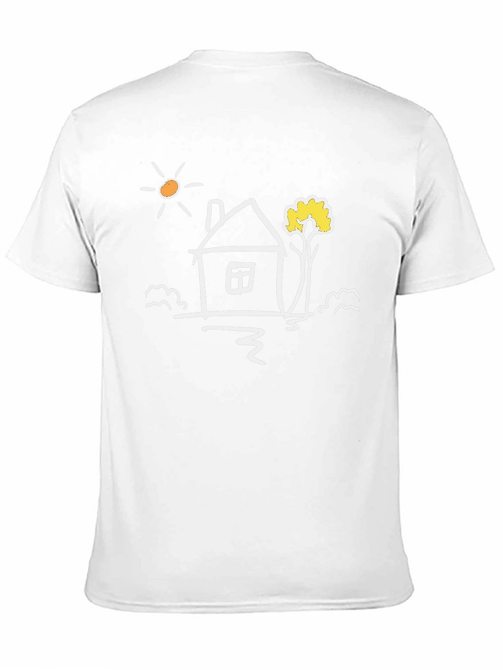 Black Cotton Tee with Whimsical House Graphic