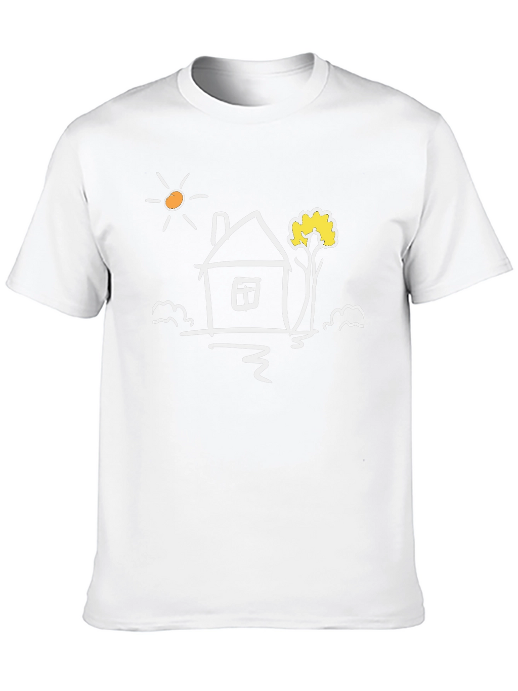 Black Cotton Tee with Whimsical House Graphic