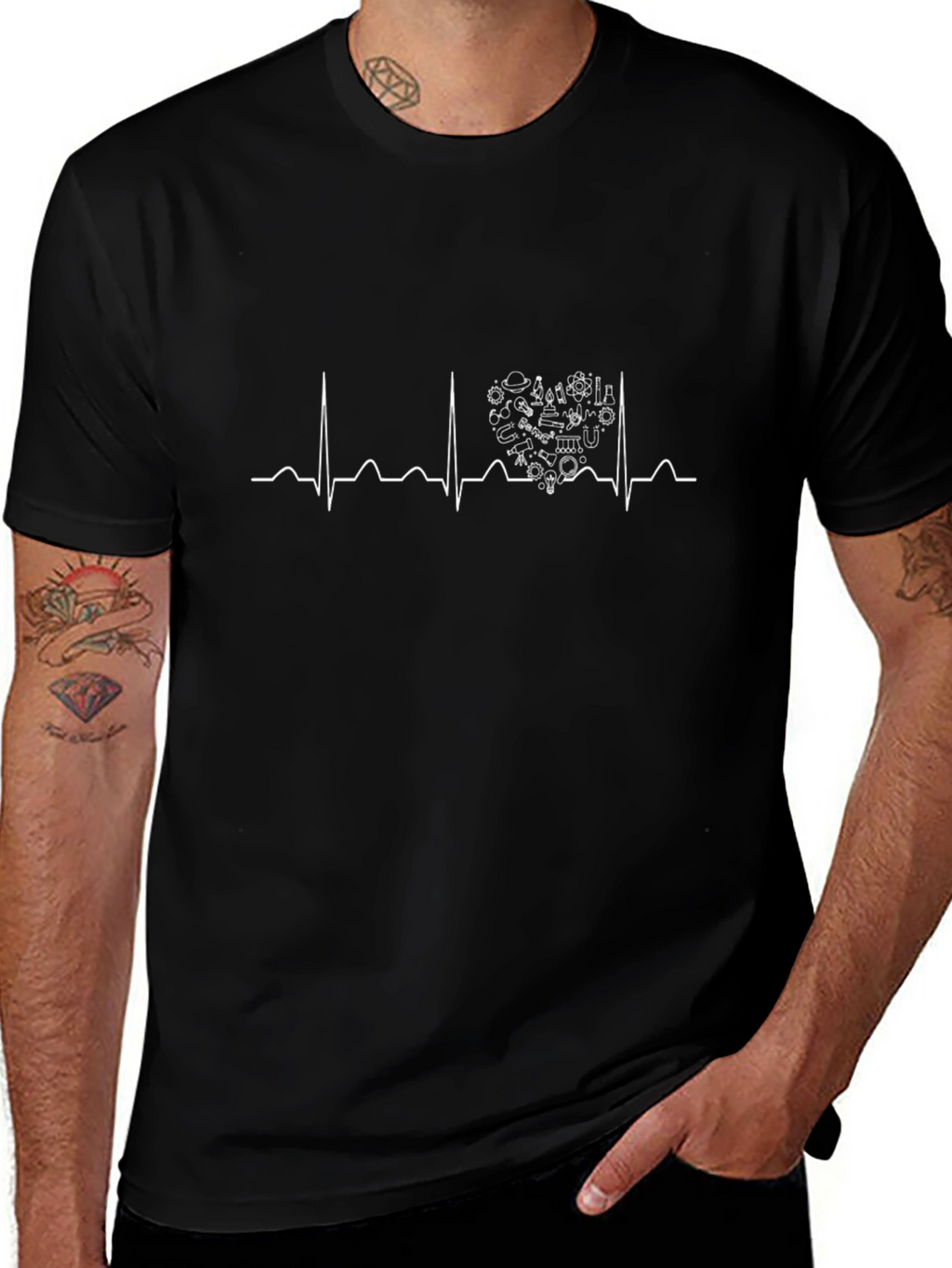 Science Heartbeat Black T-Shirt