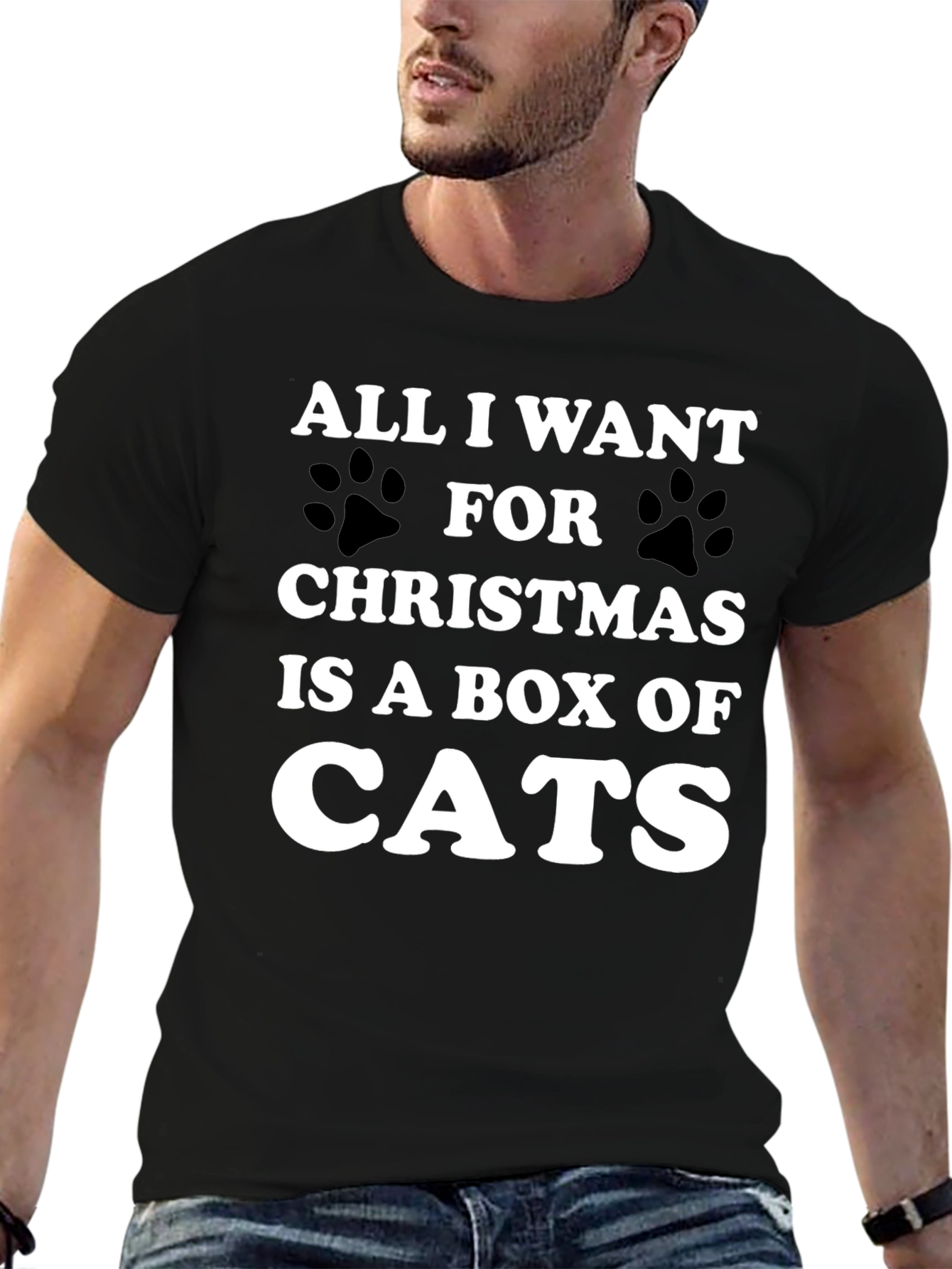 Funny Christmas Cat T-Shirt - Box of Cats Wish