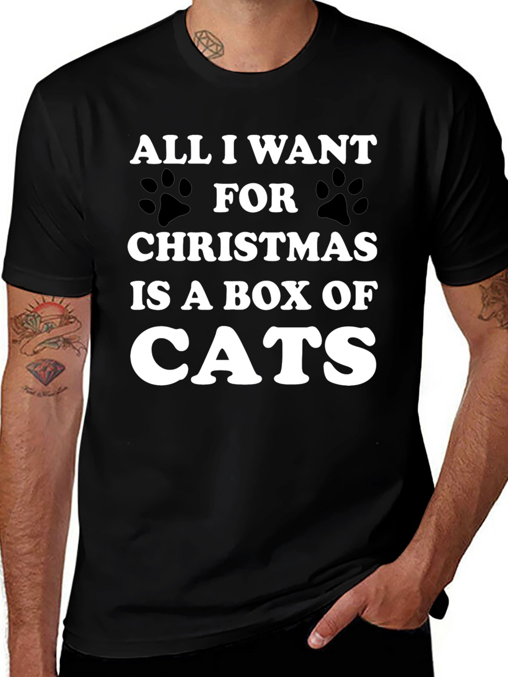 Funny Christmas Cat T-Shirt - Box of Cats Wish