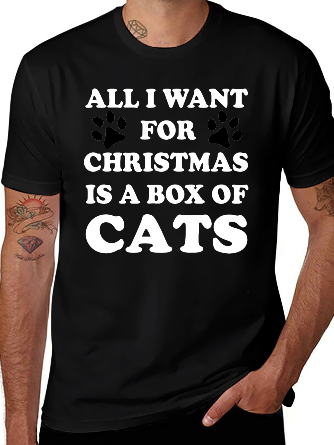 Funny Christmas Cat T-Shirt - Box of Cats Wish