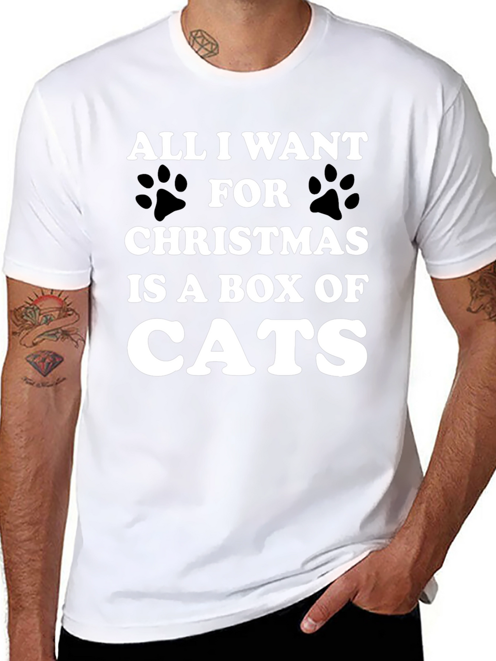 Funny Christmas Cat T-Shirt - Box of Cats Wish