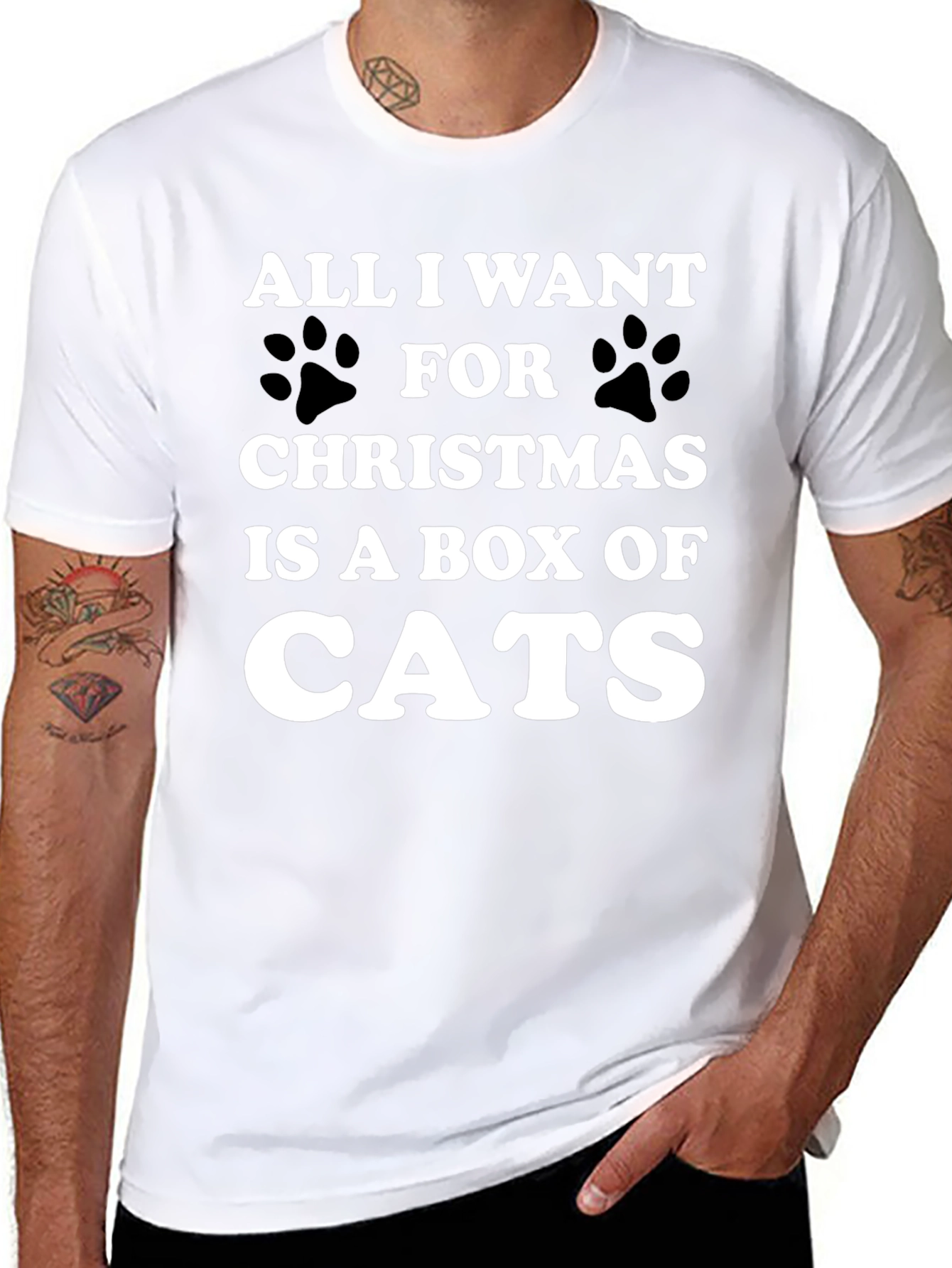 Funny Christmas Cat T-Shirt - Box of Cats Wish