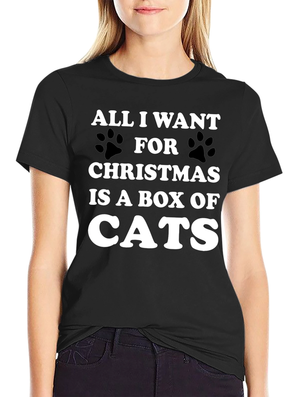 Funny Christmas Cat T-Shirt - Box of Cats Wish