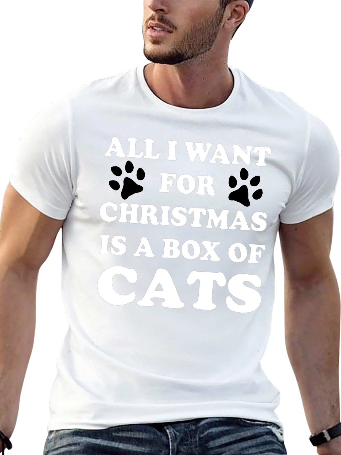 Funny Christmas Cat T-Shirt - Box of Cats Wish