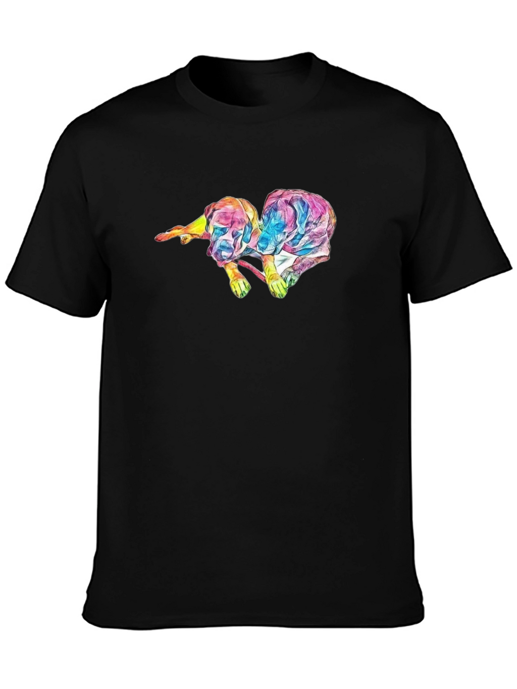 Abstract Dog Graphic Black T-Shirt