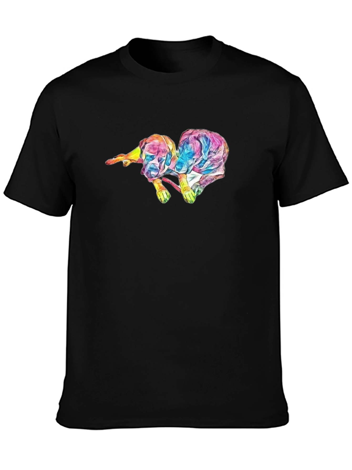 Abstract Dog Graphic Black T-Shirt