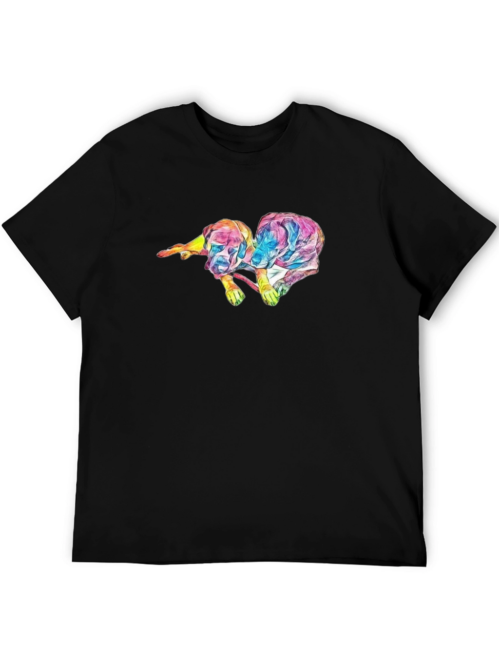 Abstract Dog Graphic Black T-Shirt