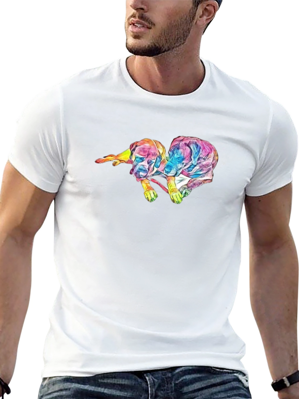 Abstract Dog Graphic Black T-Shirt