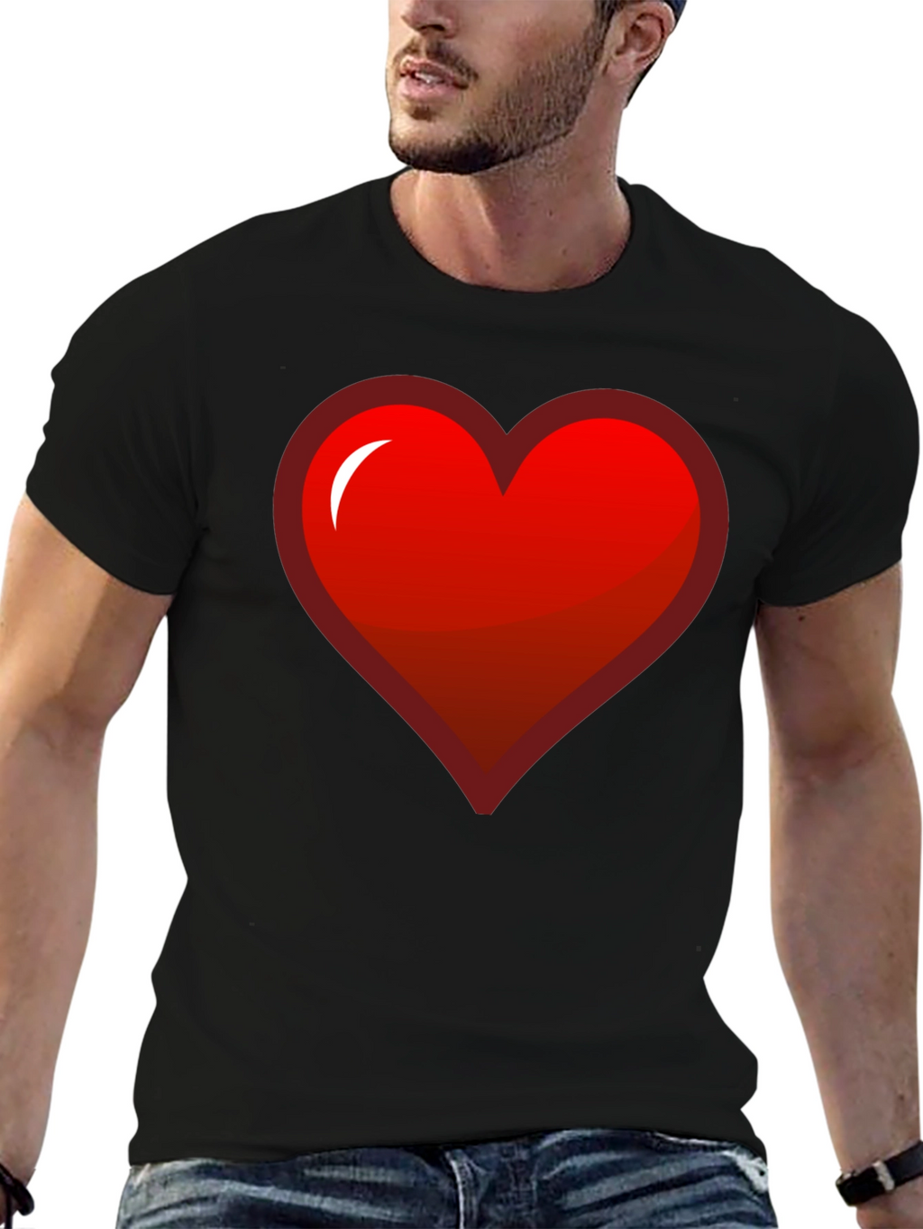 Red Heart Graphic Black T-Shirt