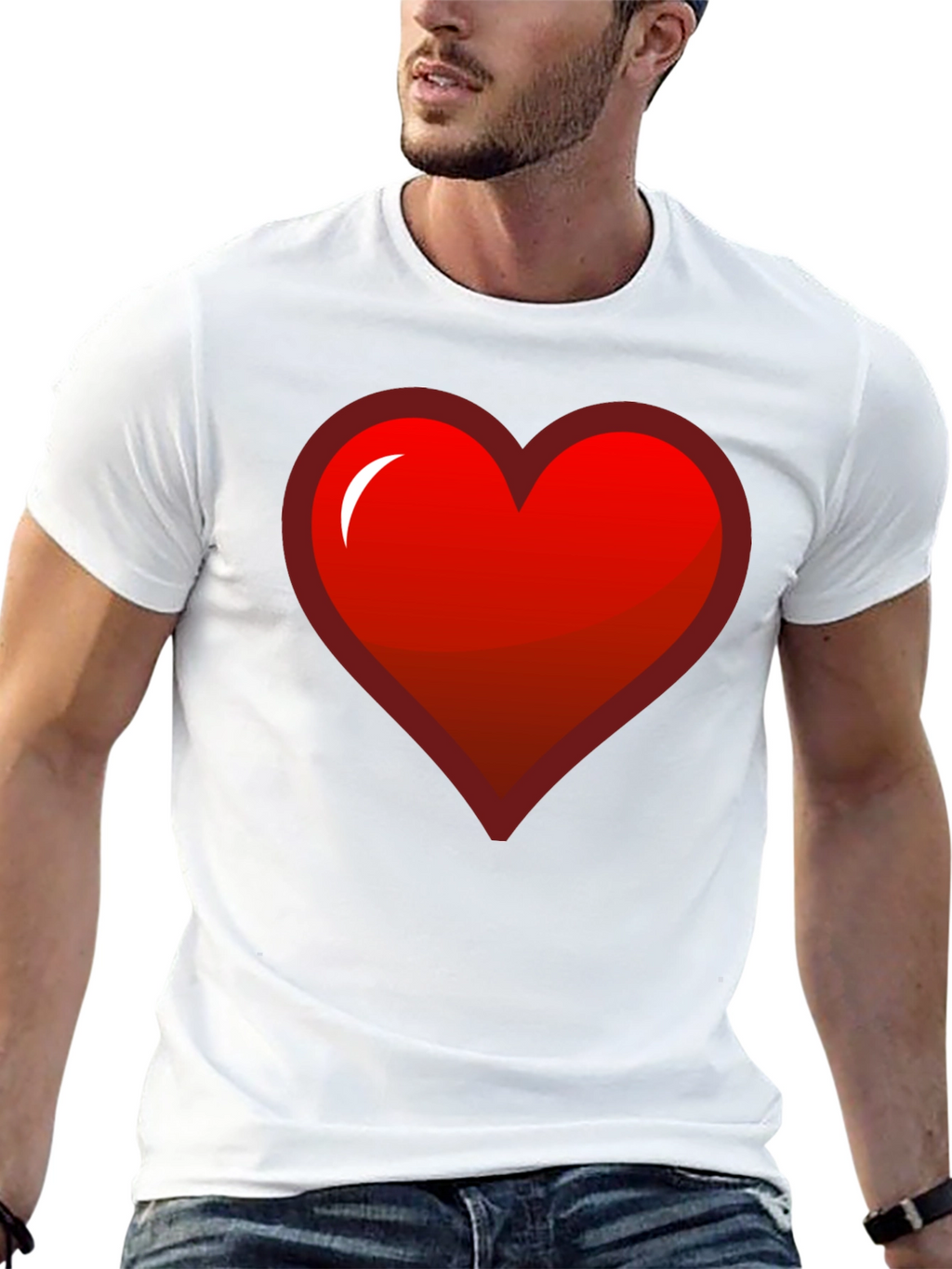 Red Heart Graphic Black T-Shirt