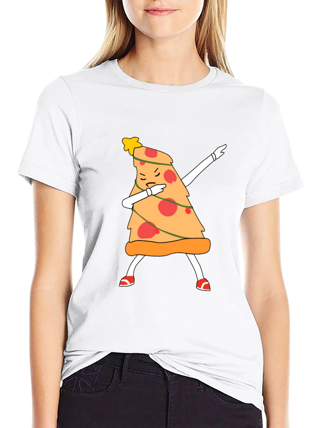 Dabbing Pizza Slice Christmas Tree T-Shirt
