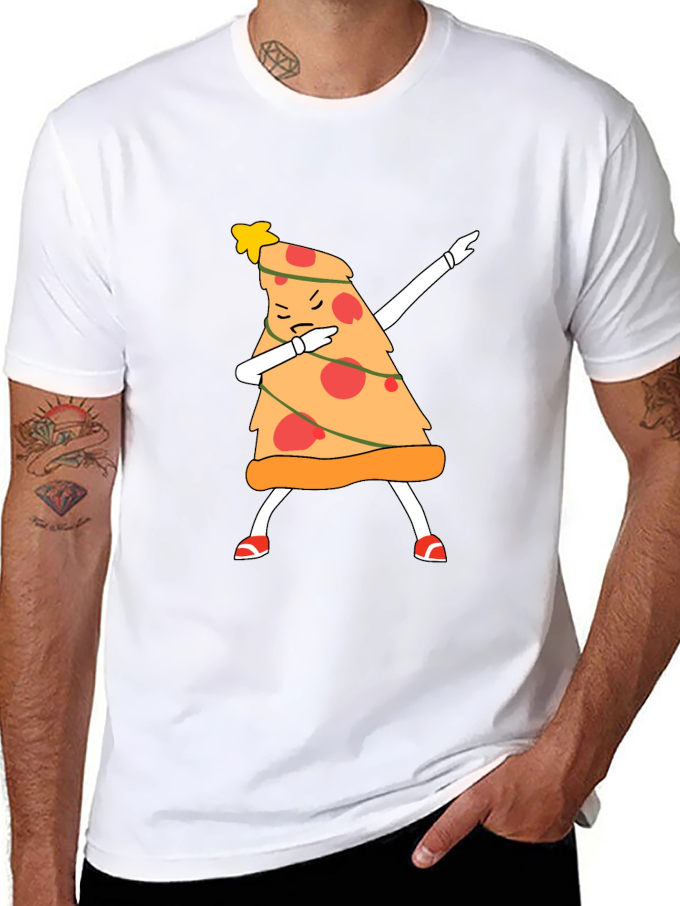 Dabbing Pizza Slice Christmas Tree T-Shirt