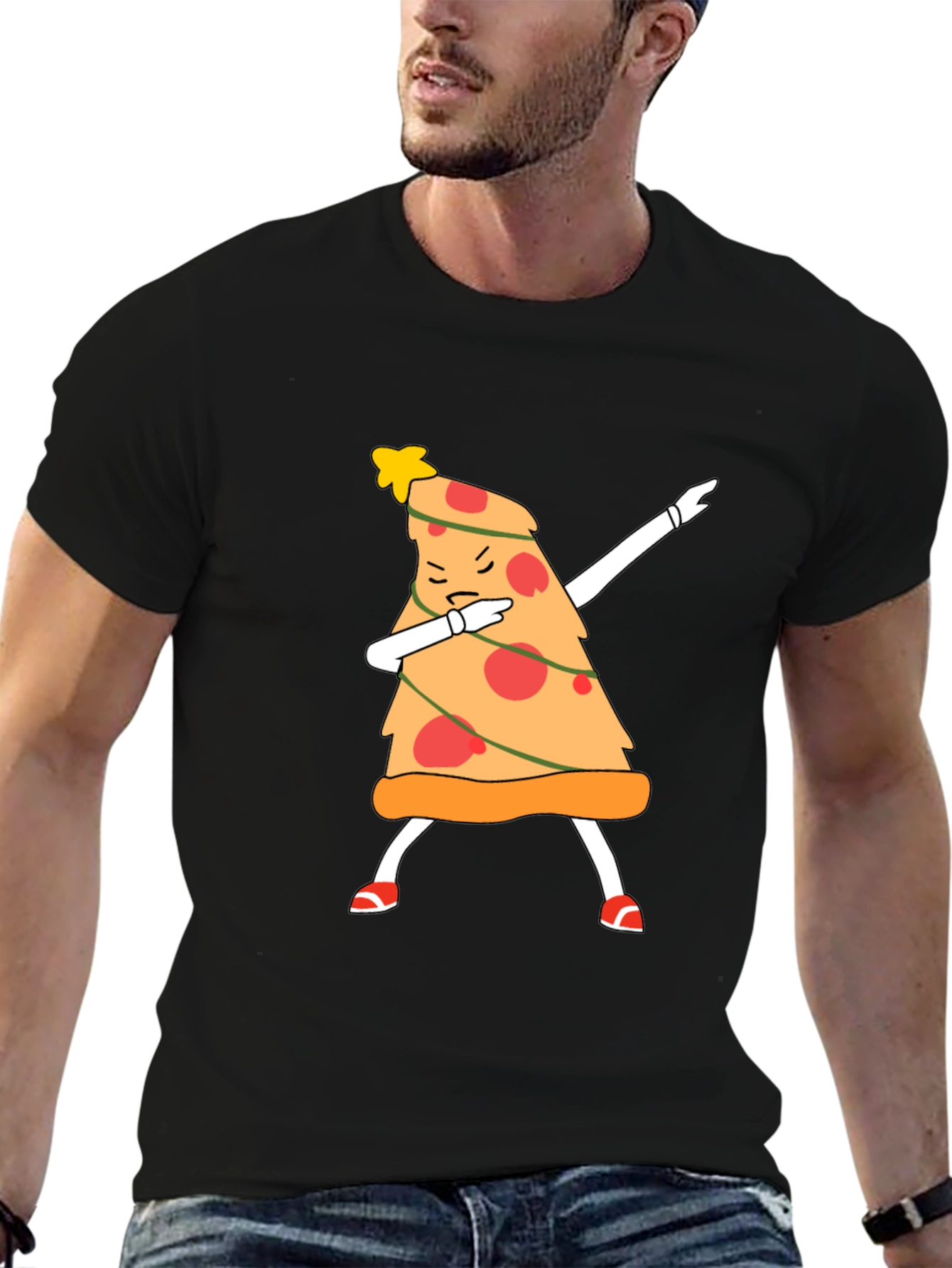 Dabbing Pizza Slice Christmas Tree T-Shirt