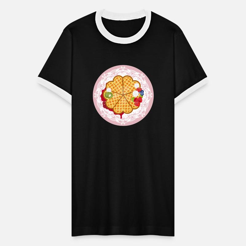 Golden Waffles with Fruit and Cream Motif