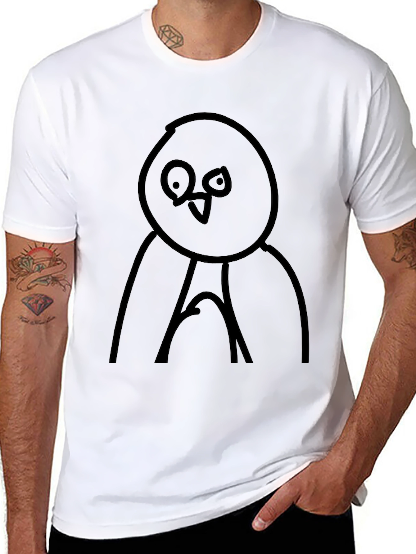 Abstract Bird Graphic Tee - Mens Black Casual Shirt