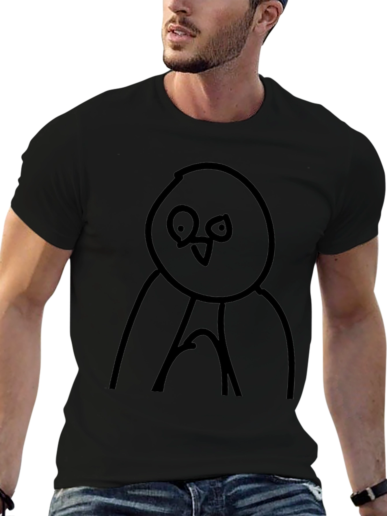 Abstract Bird Graphic Tee - Mens Black Casual Shirt
